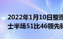 2022年1月10日整理发布：克莱复出之战勇士半场51比46领先骑士