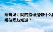 建筑设计院的监理是做什么的？设计院的监理是做什么的？哪位网友知道？