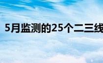 5月监测的25个二三线城市成交环比下降2%