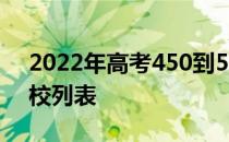 2022年高考450到500可以上的二本理科学校列表