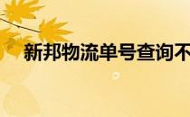新邦物流单号查询不到（新邦物流单号）