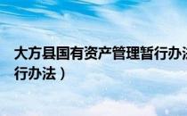 大方县国有资产管理暂行办法（关于大方县国有资产管理暂行办法）