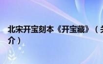 北宋开宝刻本《开宝藏》（关于北宋开宝刻本《开宝藏》简介）
