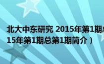 北大中东研究 2015年第1期总第1期（关于北大中东研究 2015年第1期总第1期简介）