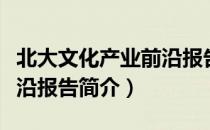 北大文化产业前沿报告（关于北大文化产业前沿报告简介）