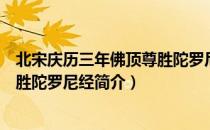 北宋庆历三年佛顶尊胜陀罗尼经（关于北宋庆历三年佛顶尊胜陀罗尼经简介）