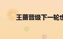 王蔷晋级下一轮也迎来澳网两连胜