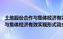 土地股份合作与集体经济有效实现形式（关于土地股份合作与集体经济有效实现形式简介）