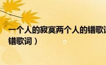 一个人的寂寞两个人的错歌词百科（一个人的寂寞两个人的错歌词）