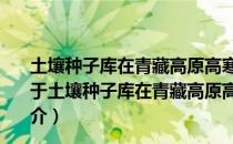 土壤种子库在青藏高原高寒湿地恢复中的作用机制研究（关于土壤种子库在青藏高原高寒湿地恢复中的作用机制研究简介）