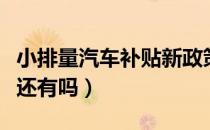 小排量汽车补贴新政策（小排量汽车节能补贴还有吗）