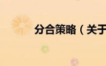 分合策略（关于分合策略介绍）