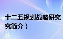 十二五规划战略研究（关于十二五规划战略研究简介）
