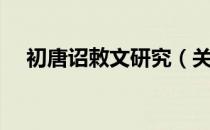 初唐诏敕文研究（关于初唐诏敕文研究）