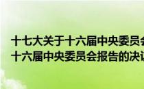 十七大关于十六届中央委员会报告的决议（关于十七大关于十六届中央委员会报告的决议简介）