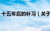十五年后的补习（关于十五年后的补习简介）