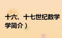 十六、十七世纪数学（关于十六、十七世纪数学简介）