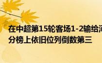 在中超第15轮客场1-2输给河南嵩山龙门后广州队目前在积分榜上依旧位列倒数第三
