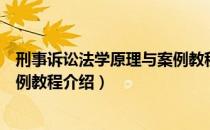 刑事诉讼法学原理与案例教程（关于刑事诉讼法学原理与案例教程介绍）