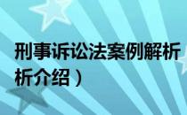 刑事诉讼法案例解析（关于刑事诉讼法案例解析介绍）