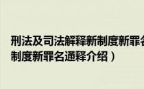 刑法及司法解释新制度新罪名通释（关于刑法及司法解释新制度新罪名通释介绍）