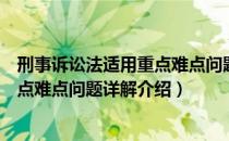 刑事诉讼法适用重点难点问题详解（关于刑事诉讼法适用重点难点问题详解介绍）