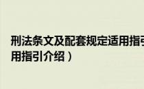 刑法条文及配套规定适用指引（关于刑法条文及配套规定适用指引介绍）