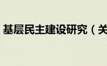 基层民主建设研究（关于基层民主建设研究）