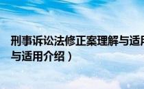 刑事诉讼法修正案理解与适用（关于刑事诉讼法修正案理解与适用介绍）