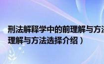 刑法解释学中的前理解与方法选择（关于刑法解释学中的前理解与方法选择介绍）