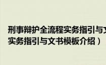 刑事辩护全流程实务指引与文书模板（关于刑事辩护全流程实务指引与文书模板介绍）