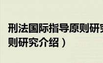 刑法国际指导原则研究（关于刑法国际指导原则研究介绍）