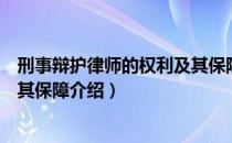 刑事辩护律师的权利及其保障（关于刑事辩护律师的权利及其保障介绍）
