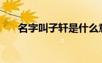 名字叫子轩是什么意思（子轩的意思）