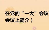 在党的“一大”会议上（关于在党的“一大”会议上简介）