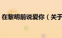 在黎明前说爱你（关于在黎明前说爱你简介）