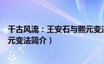 千古风流：王安石与熙元变法（关于千古风流：王安石与熙元变法简介）