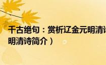 千古绝句：赏析辽金元明清诗（关于千古绝句：赏析辽金元明清诗简介）