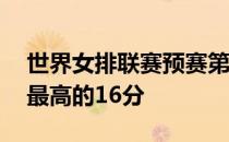 世界女排联赛预赛第11轮队长朱婷拿下本方最高的16分