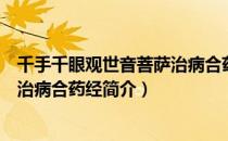 千手千眼观世音菩萨治病合药经（关于千手千眼观世音菩萨治病合药经简介）