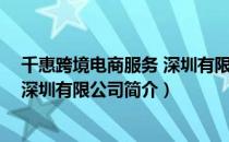 千惠跨境电商服务 深圳有限公司（关于千惠跨境电商服务 深圳有限公司简介）