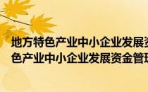 地方特色产业中小企业发展资金管理暂行办法（关于地方特色产业中小企业发展资金管理暂行办法简介）