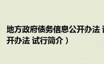 地方政府债务信息公开办法 试行（关于地方政府债务信息公开办法 试行简介）