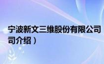 宁波新文三维股份有限公司（关于宁波新文三维股份有限公司介绍）