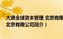 大通全球资本管理 北京有限公司（关于大通全球资本管理 北京有限公司简介）