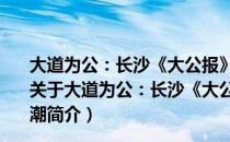 大道为公：长沙《大公报》(1915-1927)与湖南社会思潮（关于大道为公：长沙《大公报》(1915-1927)与湖南社会思潮简介）