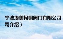 宁波埃美柯铜阀门有限公司（关于宁波埃美柯铜阀门有限公司介绍）