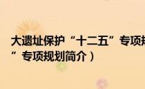 大遗址保护“十二五”专项规划（关于大遗址保护“十二五”专项规划简介）