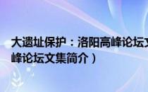 大遗址保护：洛阳高峰论坛文集（关于大遗址保护：洛阳高峰论坛文集简介）