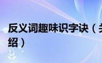 反义词趣味识字诀（关于反义词趣味识字诀介绍）